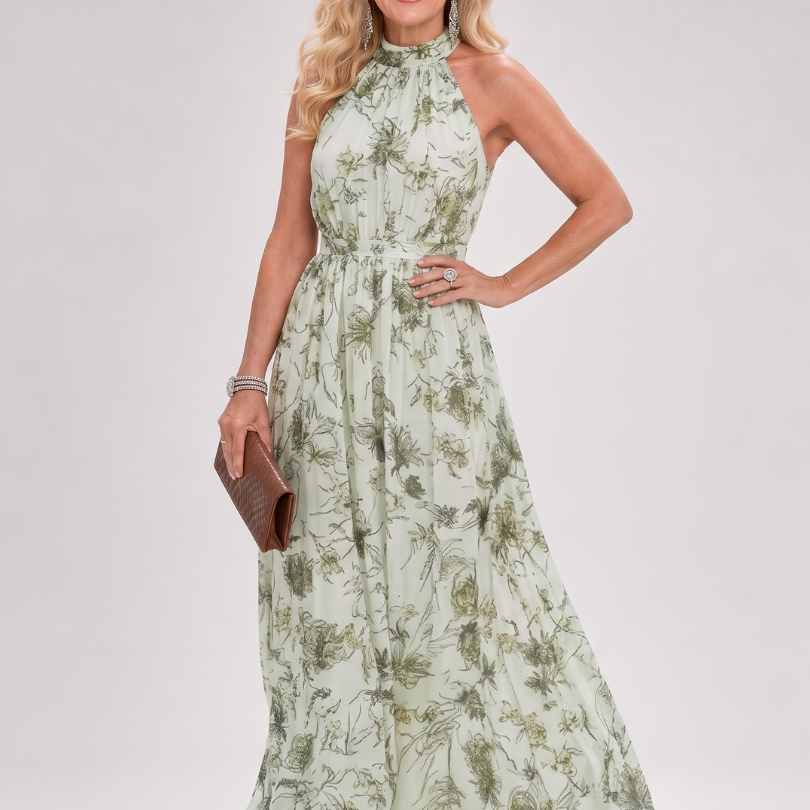 Guinevere | Bloemenpatroon Vloeiende Midi-jurk