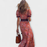 Elegante Roze Maxi-jurk met Korte Mouwen