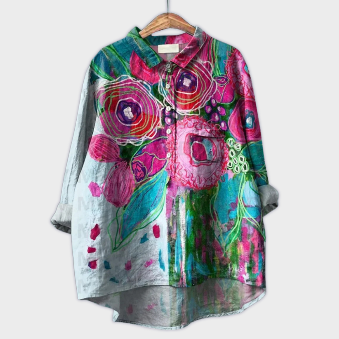 Magdalena - Handgemaakte Damesblouse met Bloemendessin