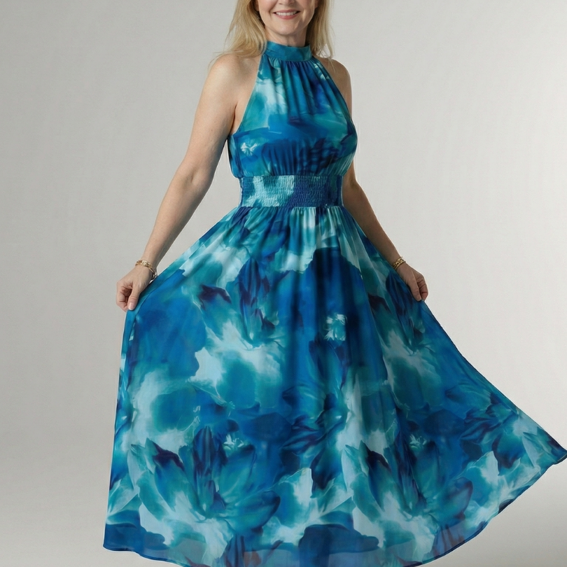 Sylin | Geraffineerde Halter Midi Jurk