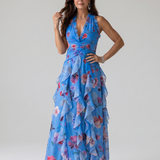 Nori | Halterneck Rüschentop Floral Maxikleed