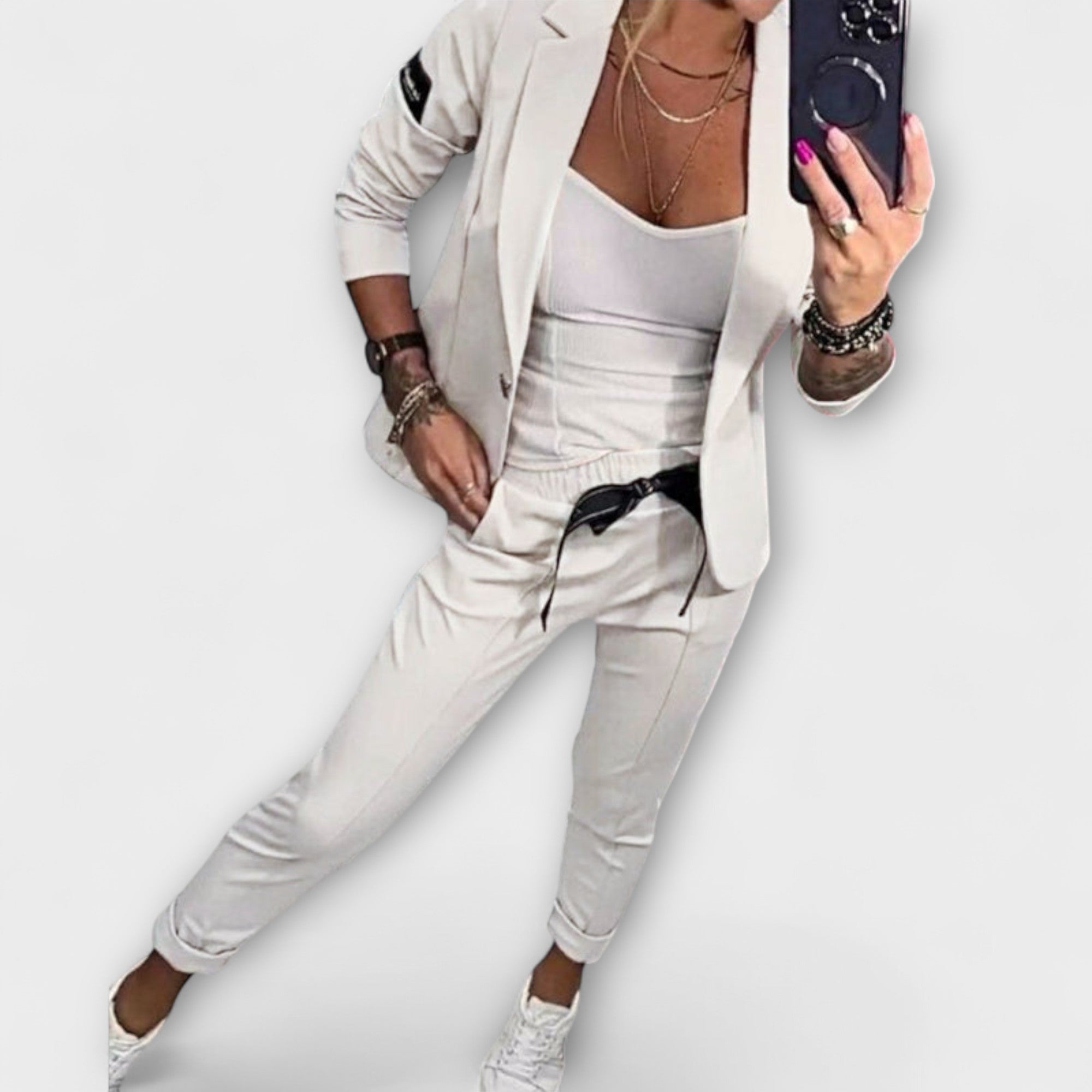 Malou - Gecoördineerde set van top, jas en broek