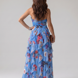 Nori | Halterneck Rüschentop Floral Maxikleed