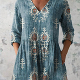 Élise | Lange Linnenblouse met Bohemian Bloemenblokdruk