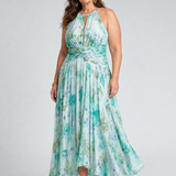 Portia | Vouwbare Halter-Soft-Bloemenpatroon-Midikleed