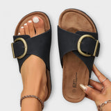 Margie - Dames Kork Pantoletten met Gespsluiting Design
