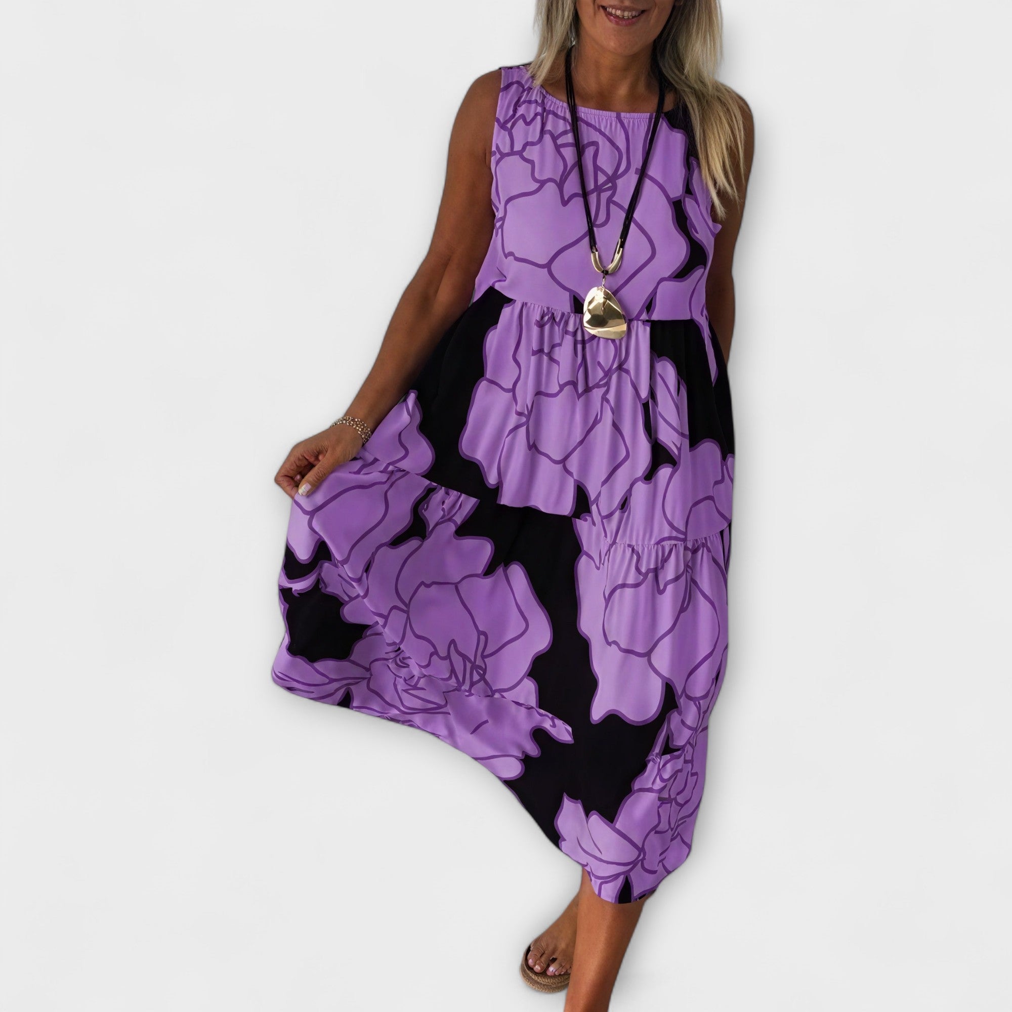 Bloemen Midi-jurk met Laagjesrok