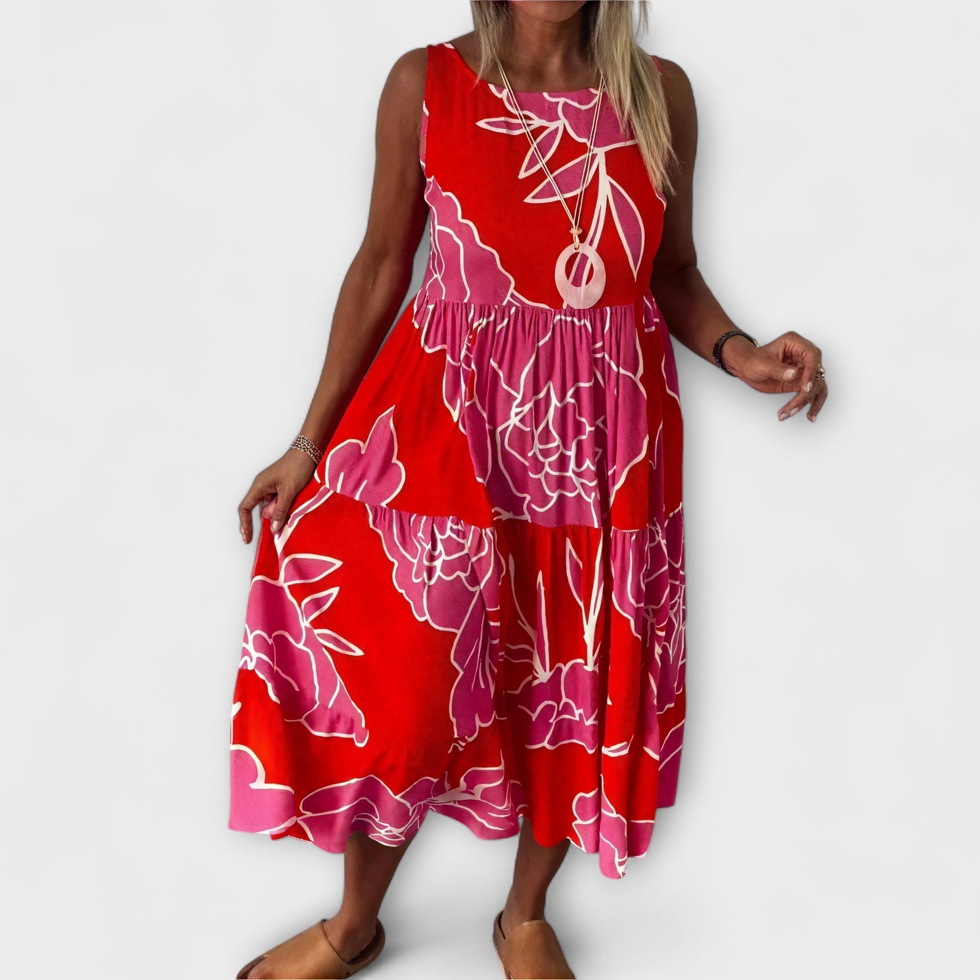 Bloemen Midi-jurk met Laagjesrok