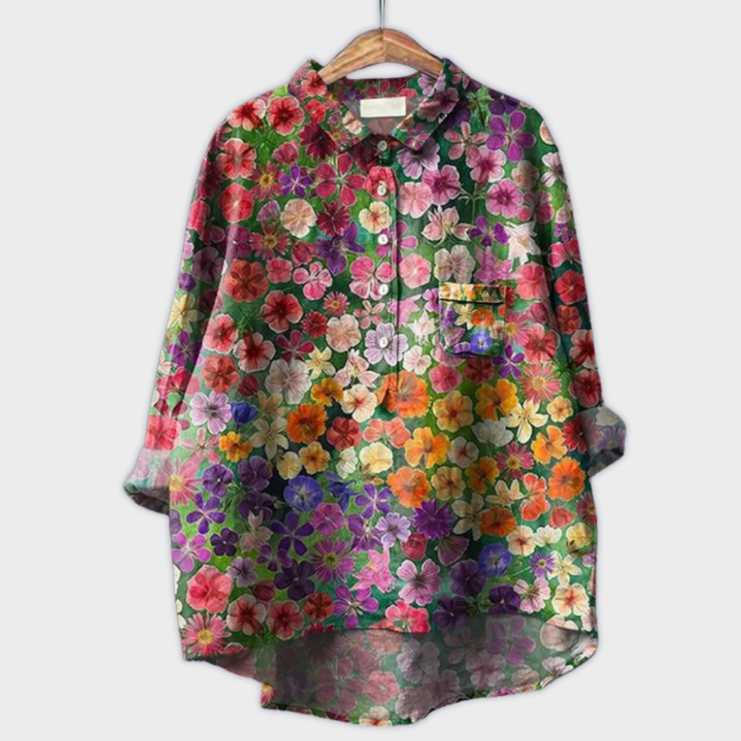 Magdalena - Handgemaakte Damesblouse met Bloemendessin