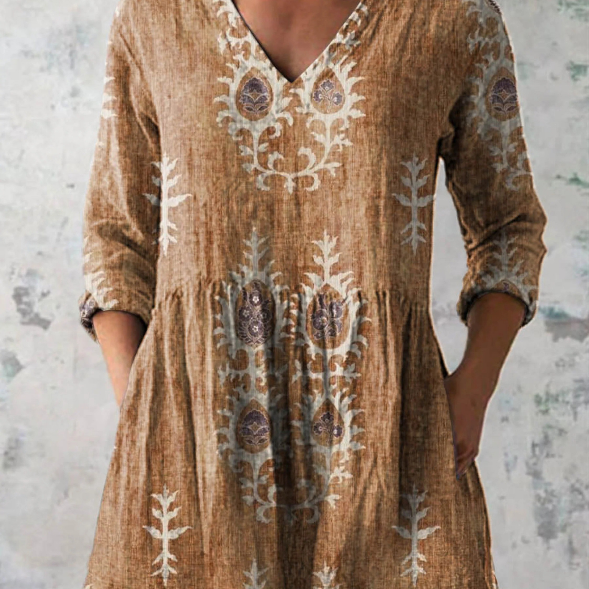 Élise | Lange Linnenblouse met Bohemian Bloemenblokdruk