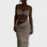 Jane - Stijlvolle Gradient Vlecht Crop Top & Overskirt Duo