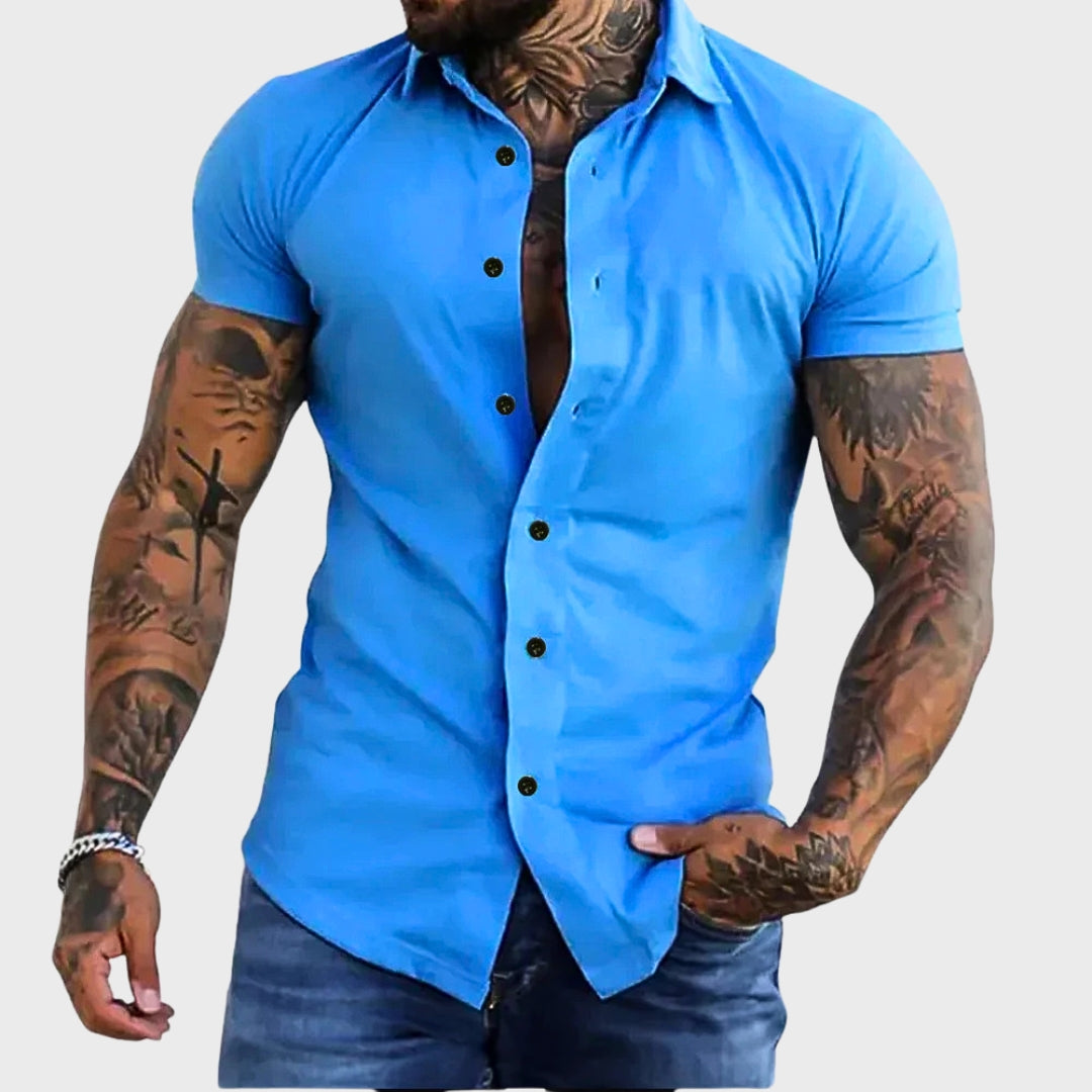 Ricardo - Korte Mouwen Slim Fit Overhemd