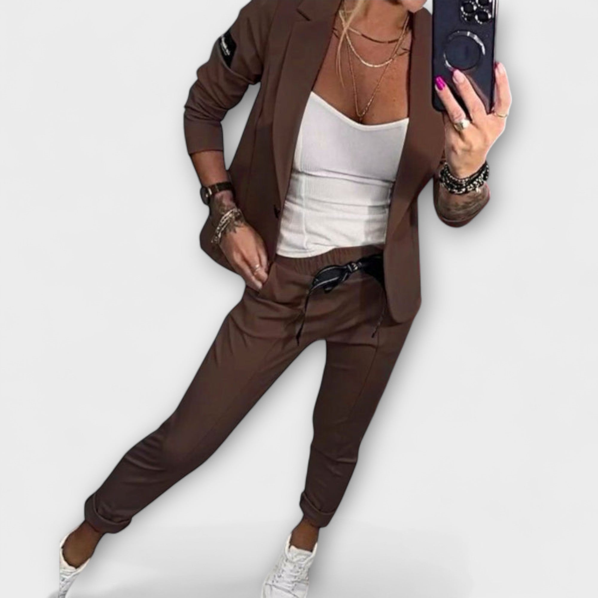 Malou - Gecoördineerde set van top, jas en broek
