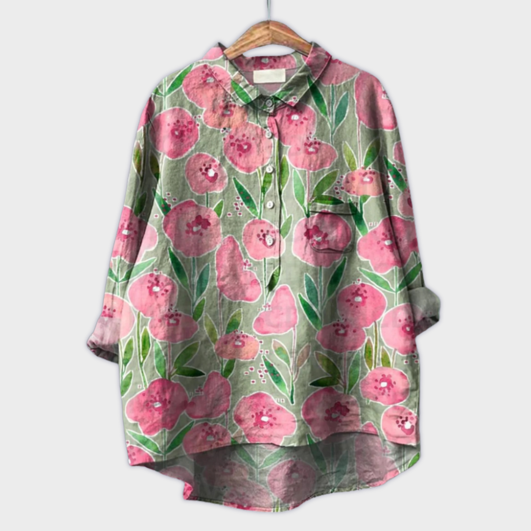 Magdalena - Handgemaakte Damesblouse met Bloemendessin