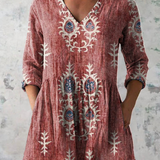 Élise | Lange Linnenblouse met Bohemian Bloemenblokdruk