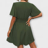 Winslet - Jurk met gerimpelde taille en V-hals