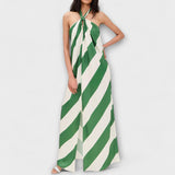 Marlowe - Gestreept Halter Rugloos Maxikleed