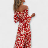 Bella - Off-Shoulder Jurk met Zeebloemen