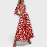 Bella - Off-Shoulder Jurk met Zeebloemen