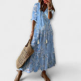 Anna™ | Elegante Boho-Maxijurk met Aquarel Bloemenprint