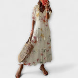 Anna™ | Elegante Boho-Maxijurk met Aquarel Bloemenprint