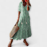 Anna™ | Elegante Boho-Maxijurk met Aquarel Bloemenprint