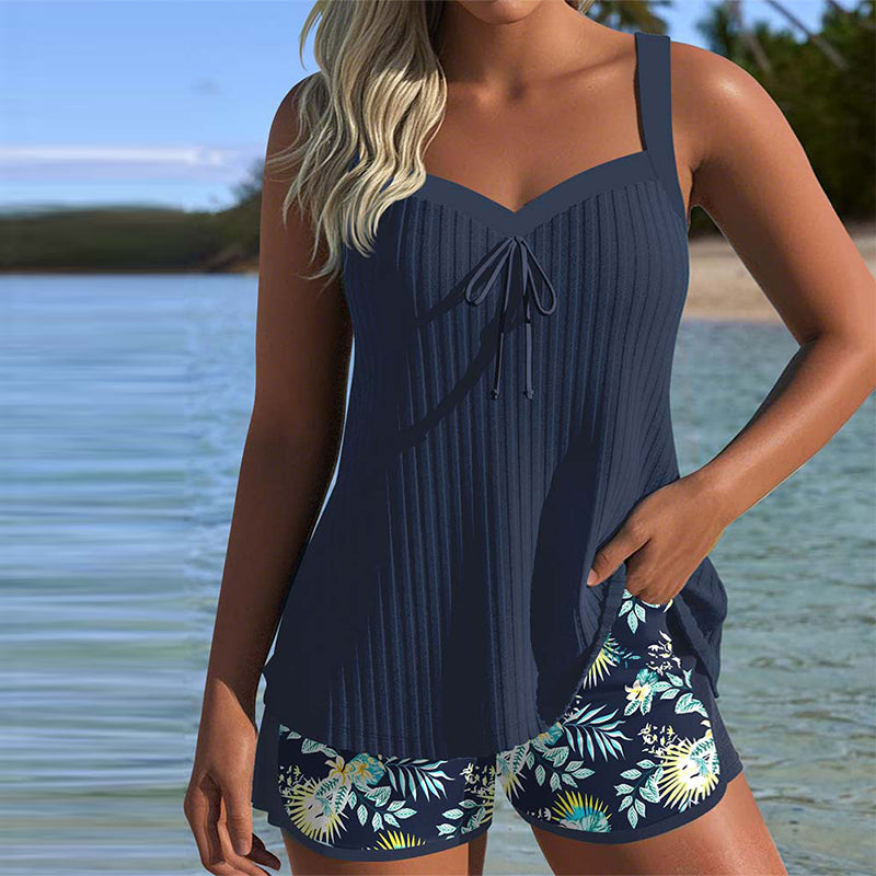 Carla - Gestreepte Badpak met Strandshort