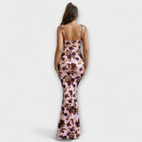 Thalia - Bloemenprint Prom Jurk met Geknoopte Schouderbanden