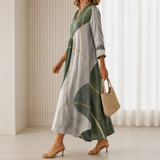 Lieke™ | Boho Jurk Olijfgroen met Gouden Krommen