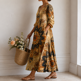 Hedda™ | Boho Jurk Oker met Mandala