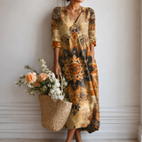 Hedda™ | Boho Jurk Oker met Mandala