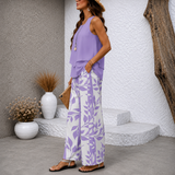 Laventria™ | Elegante Tweedelige Zomerset met Bladerprint