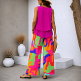 Zafirielle™ | Vrolijke Tweedelige Zomerset met Kleurrijke Print