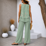 Mirellune™ | Elegante Tweedelige Zomerset met Bloemenprint Top