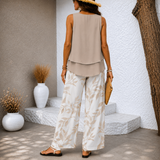 Soreviana™ | Elegante Tweedelige Zomerset met Bladerprint