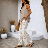 Soreviana™ | Elegante Tweedelige Zomerset met Bladerprint