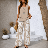 Soreviana™ | Elegante Tweedelige Zomerset met Bladerprint