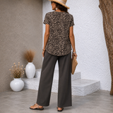 Calystria™ | Elegante Tweedelige Zomerset met Luipaardprint Top