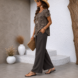 Calystria™ | Elegante Tweedelige Zomerset met Luipaardprint Top