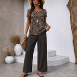 Calystria™ | Elegante Tweedelige Zomerset met Luipaardprint Top