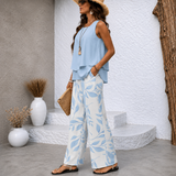 Aurelyssa™ | Elegante Tweedelige Zomerset met Bladerprint