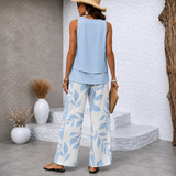 Aurelyssa™ | Elegante Tweedelige Zomerset met Bladerprint