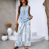 Aurelyssa™ | Elegante Tweedelige Zomerset met Bladerprint