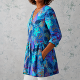 Juliette | Lange Linnenblouse met bohemian bloemen- en mandala-print