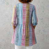 Anaïs | Lange Blouse van Linnen met Handgeschilderde Aquarellijnen