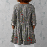 Amélie | Lange Blouse van Linnen met Wilde Bloemen Borduurwerk