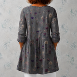 Audrey | Lange Linnenblouse met gedroogd bloemenpatroon in herbariumstijl