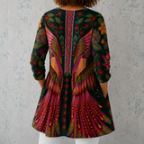 Manon™ | Lange Blouse van Linnen met Etnische Boheemse Print