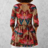 Sarah | Lange blouse van linnen met artistiek tropisch bloemenpatroon