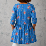 Mélanie | Lange Blouse van Linnen met Kleine Vintage-Rozen